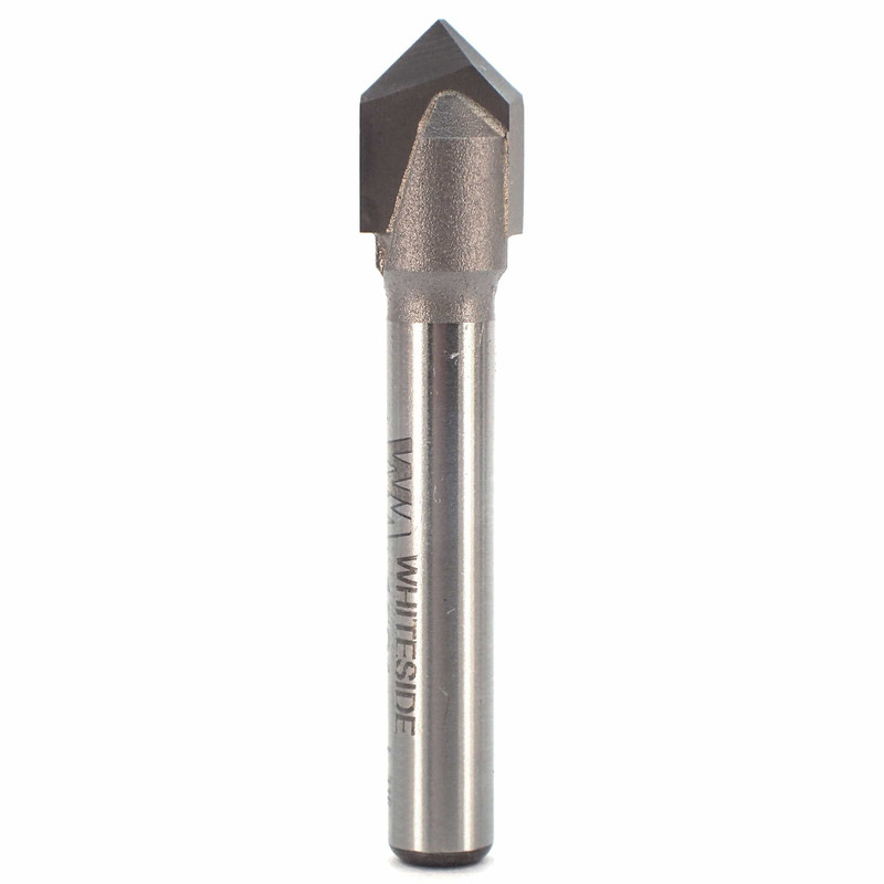 90 Degree V-Groove Router Bit - Shank:1/4" - Diameter:3/8" - Point Length:3/8"